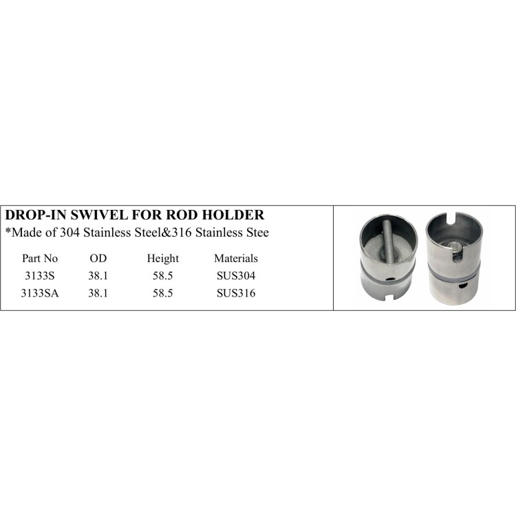 Stainless Steel Drop-in Swivel for Marine Rod Holders