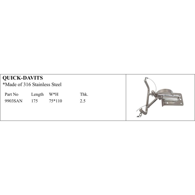 Quick-davits - 316 Stainless Steel for Marine Use