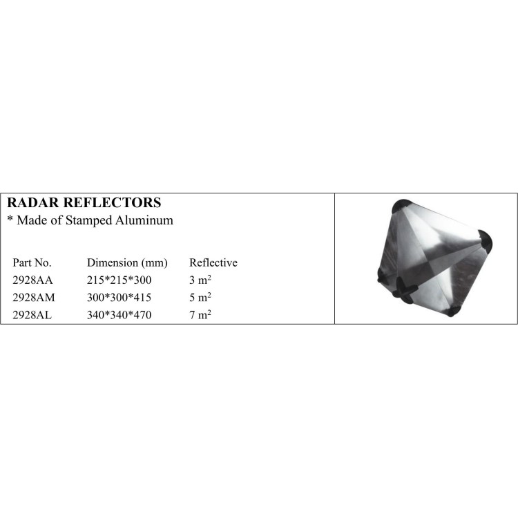 Stamped Aluminum Radar Reflectors in Various Sizes
