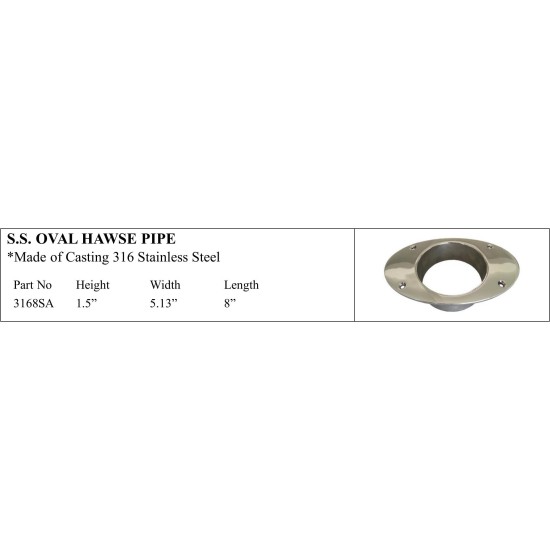 S.S. Oval Hawse Pipe in Casting 316 Stainless Steel