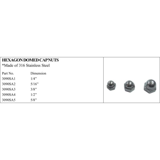 Hexagon Domed Cap Nuts - 316 Stainless Steel