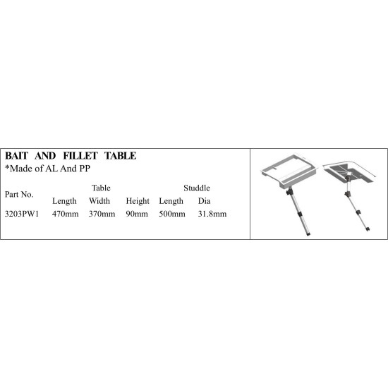 Bait and Fillet Table for Marine Use