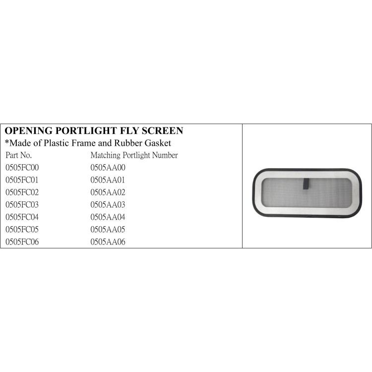 Opening Portlight Fly Screen with Rubber Gasket