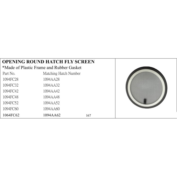 Opening Round Hatch Fly Screen for Marine Use