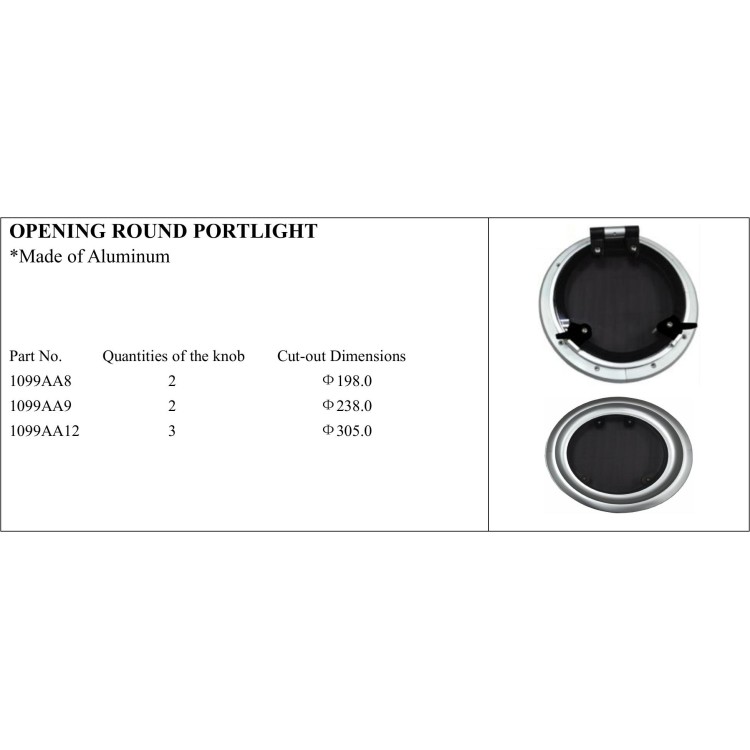 Opening Round Portlight made of Aluminum