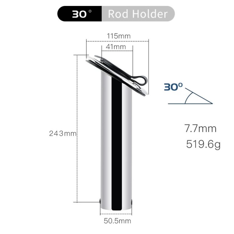 316 Stainless Steel Flush Mount Fishing Rod Holder