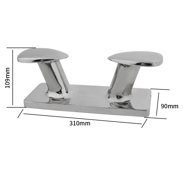 WSA 316 Stainless Double Horn Bollard Cleat, Mirror Polish