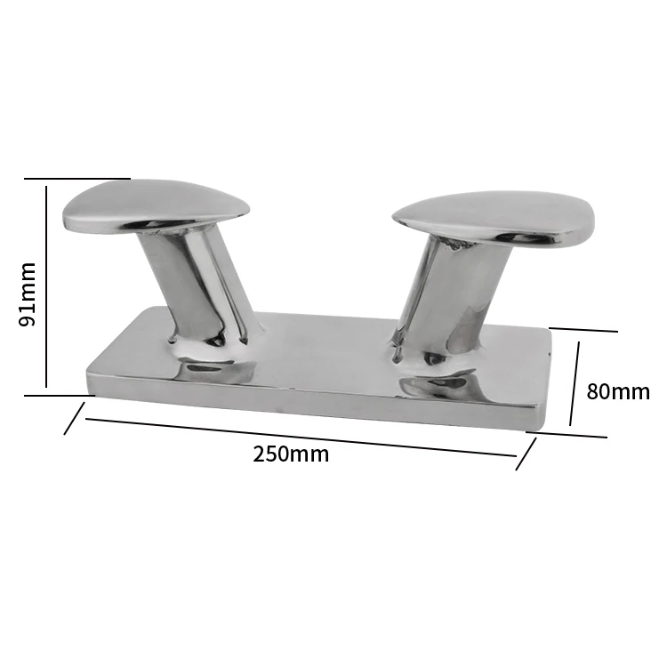 WSA 316 Stainless Double Horn Bollard Cleat, Mirror Polish