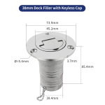 WSA Marine 316 Stainless Steel Deck Filler Cap with Chain