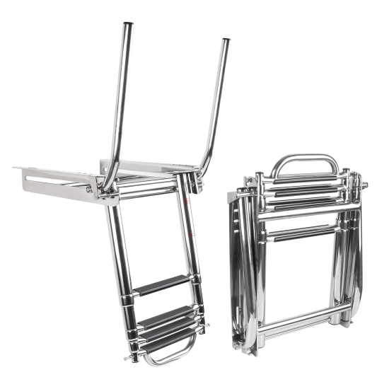 HMI 316 SS Under-Platform Telescoping Boat Ladder w/ Handrails