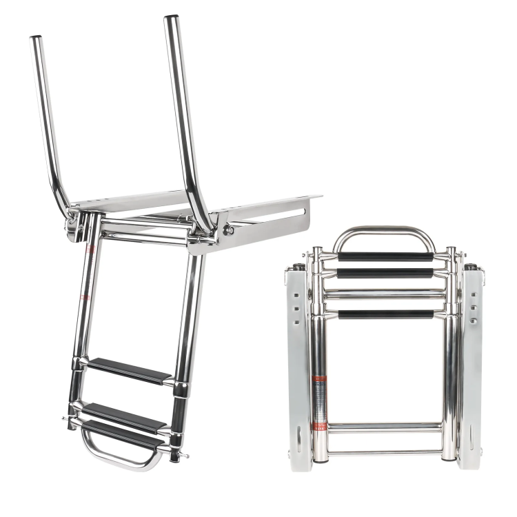 HMI 316 SS Under-Platform Telescoping Boat Ladder w/ Handrails