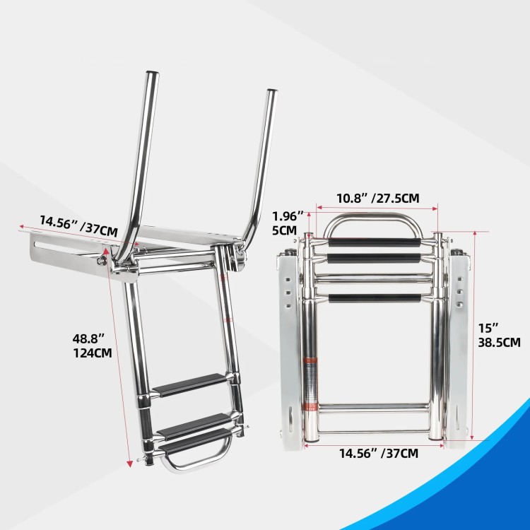 HMI 316 SS Under-Platform Telescoping Boat Ladder w/ Handrails