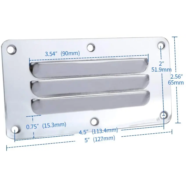 HMI Stainless Steel Marine Louvered Air Vent Covers (2-Pack)