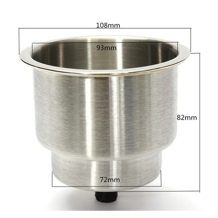 HMI 2 Pack 316 Stainless Cup Holders with Drain Fittings