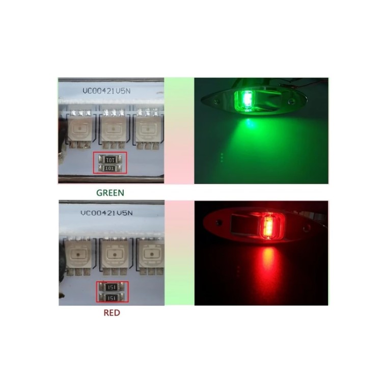 Ocean Wave 12V LED Bow Navigation Lights - Red/Green Pair