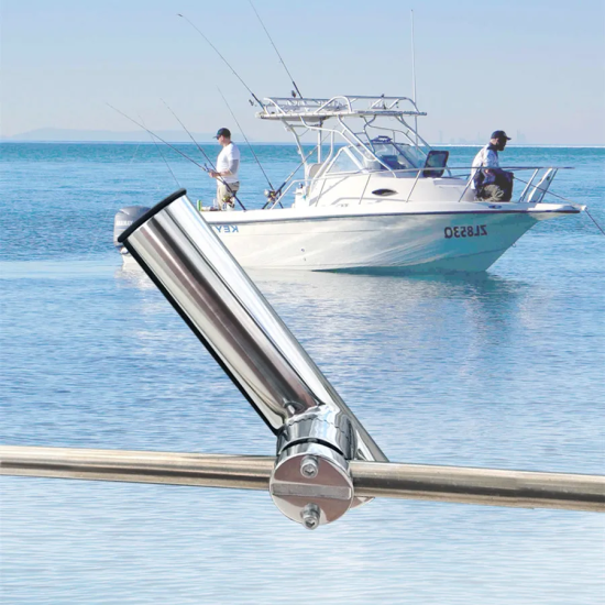HMI 316 Stainless Clamp-On Boat Rail Fishing Rod Holder 9in