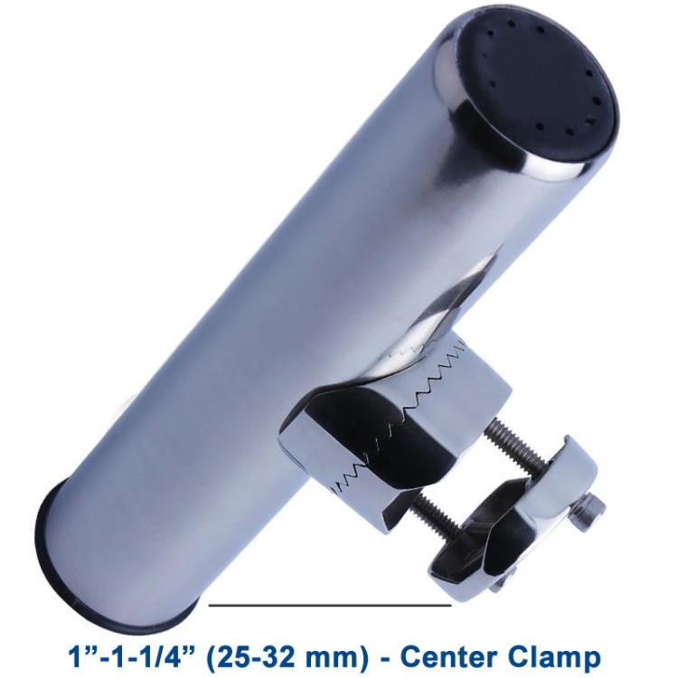 HMI 316 Stainless Clamp-On Boat Rail Fishing Rod Holder 9in