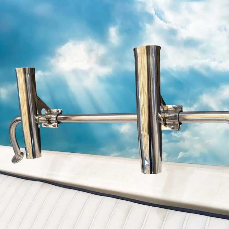 HMI Clamp-On Stainless Rod Holder for 1 in Boat Rails