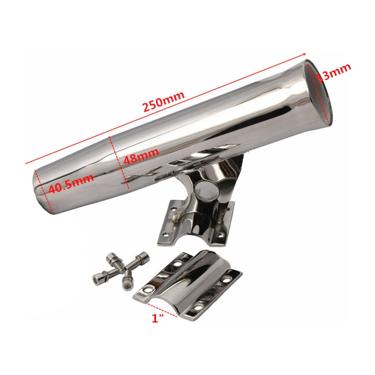 HMI Clamp-On Stainless Rod Holder for 1 in Boat Rails