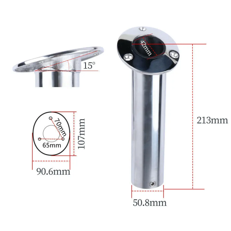 HMI 316 Stainless Flush Mount Fishing Rod Holders, 2-Pack