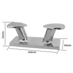WSA Marine Double Horn Bollard Cleat 316 Stainless Steel 6" or 8" Mirror Polished Marine Mooring Cleat