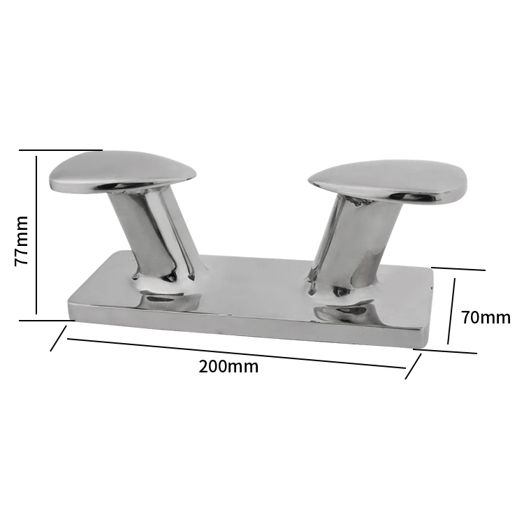 WSA Marine Double Horn Bollard Cleat 316 Stainless Steel 6" or 8" Mirror Polished Marine Mooring Cleat