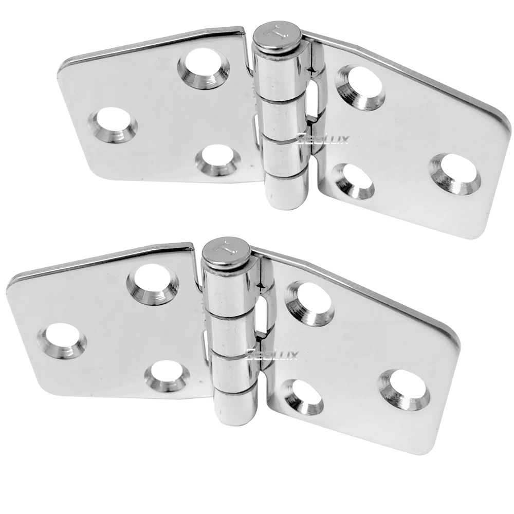 wangtao 2PCS Stainless Steel 316 Cast Door Strap Hinge with 6 Holes 76mm 102mm Mirror Polishing Marine Hinges Boat Hardware Color : 38X76mm
